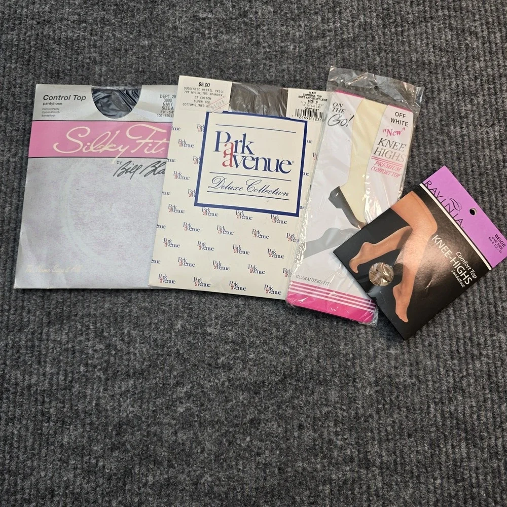 Vintage Pantyhose Lot Bill Blass‎ Silky Fit Park Ave Knee Highs NOS Sealed